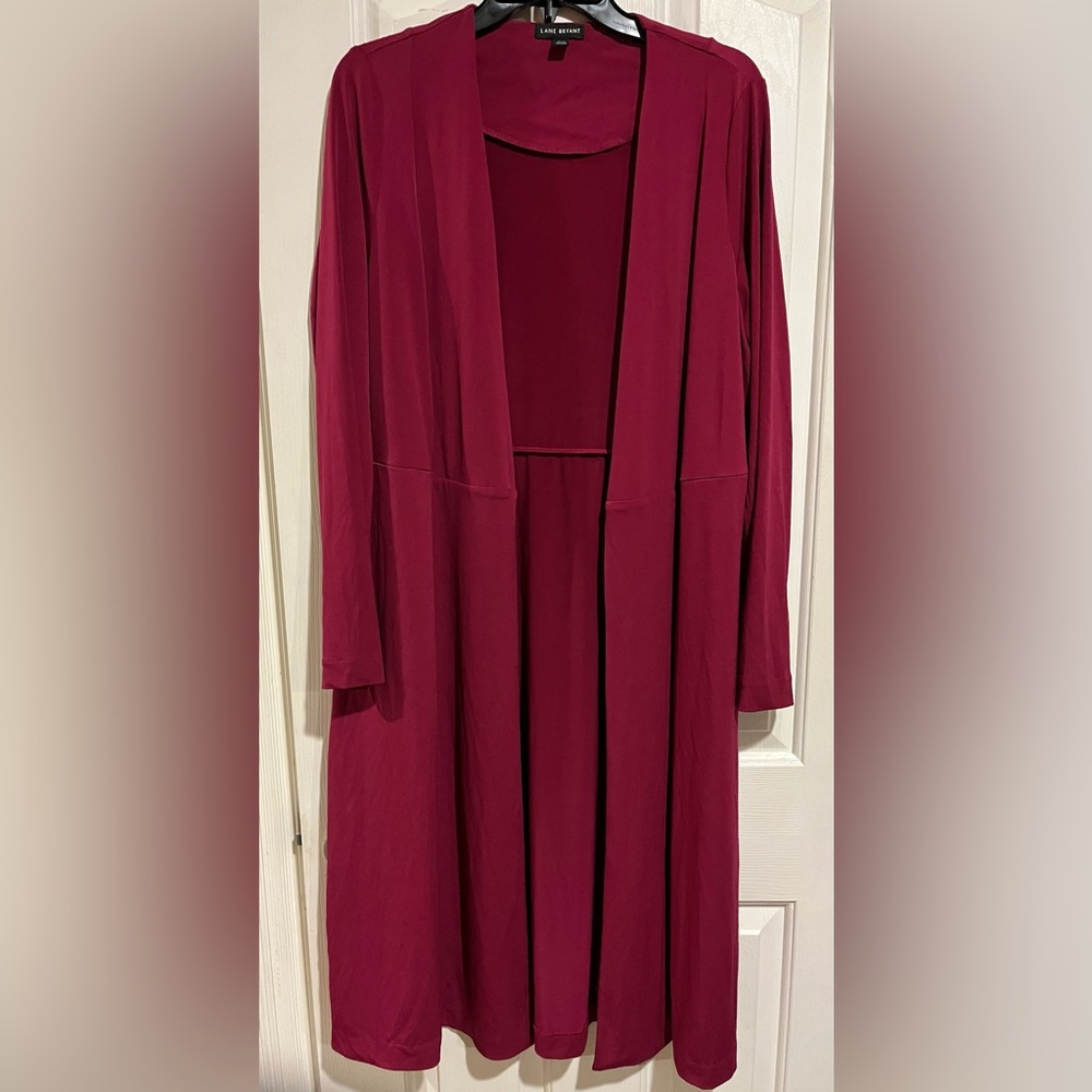 Lane Bryant Elegant Burgundy Long Cardigan
